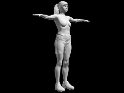 Caucasian Football Soccer Player Female  3D model