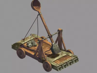 Game Siege Weapons - Catapult 03 3D model