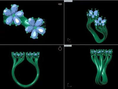 Flower Two Rings 3D print model