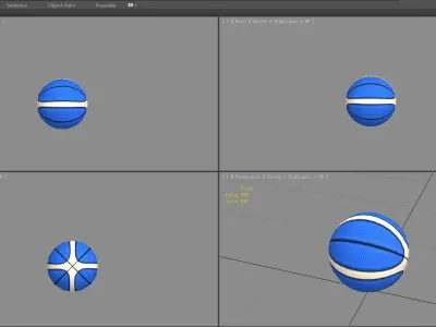 Cartoon basketball - blue Low-poly 3D model