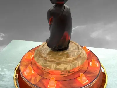 Chinese display stand with monk kid  3D model