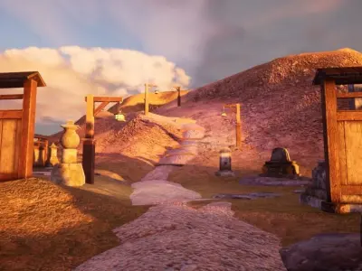 Japanese Garden Scene Prop Pack  Low-poly 3D model