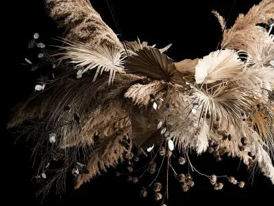 Hanging Bouquet Of Dry Reeds For Decoration 270 3D model