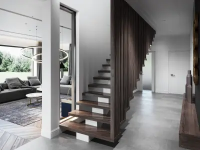 Living Room and Kitchen Scene for Cinema 4D and Corona Renderer 3D model