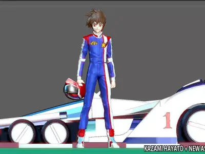 KAZAMI HAYATO ASURADA CYBER FORMULA STATUE DIORAMA RACE ANIME 3D print model