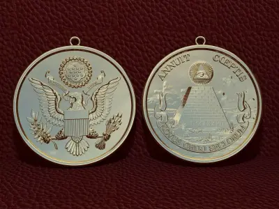 US Great Seal Coin Pendant 3D model