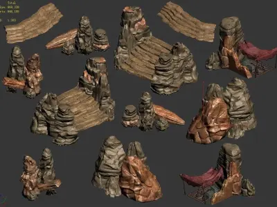 Stone Blood Festival Canyon - Broken Stones 02 3D model