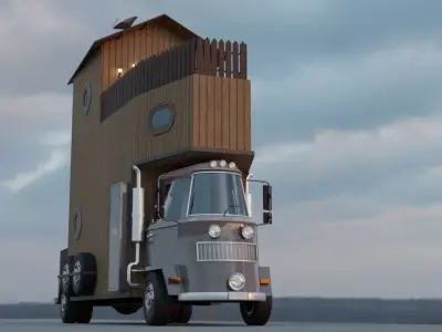 Caravan Truck  House Low-poly 3D model Low-poly 3D model