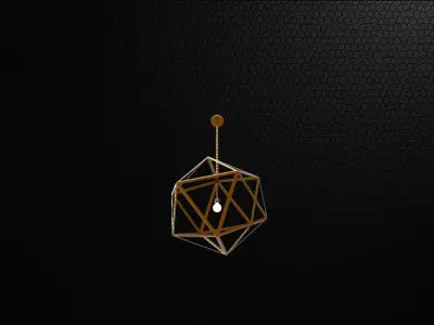 lantern A geometric pendant light in gold 3D model