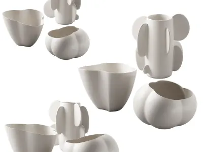 367 decorative vases and pots 05 deformed folded relief vase 04 3D model