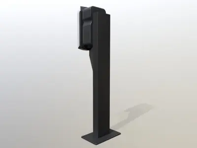 Small elektric car charging station Low-poly 3D model
