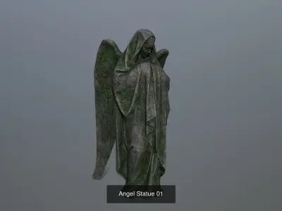 Angel Statue set 3D Model Collection