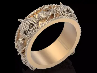 Skull pumpkin spider gold  printable jewelry 3d models 3D print model