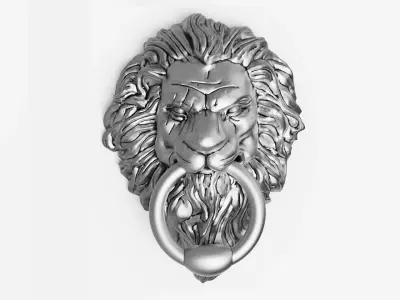 Lion door knocker 3D model gold 3D print model