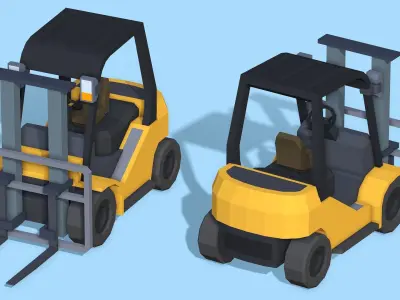 Stylized Forklift Loader - Lowpoly Mobile Ready Low-poly 3D model