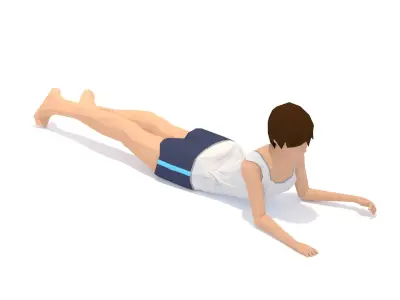 Plank  Yoga Exercise Woman Animation Low-poly 3D model