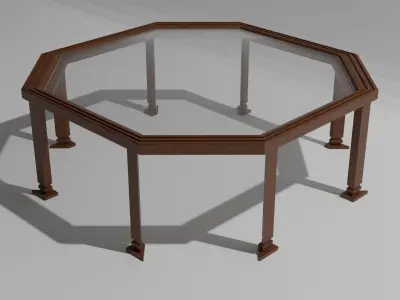  Wooden Octagonal Table Low-poly 3D model