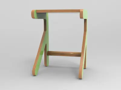 Little Row Chair Low-poly 3D model