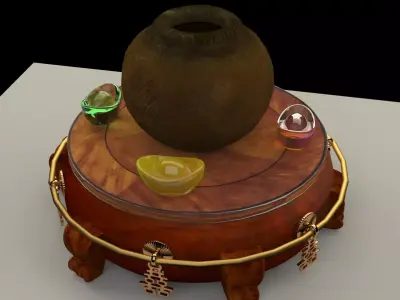 Chinese display stand with pot  3D model purchase