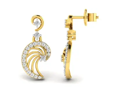 Solitaire Drop Earrings 3dm STL OBJ FBX Renders Details 3D print model