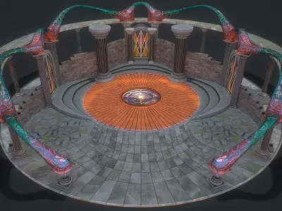 Fantasy fight arena Low-poly 3D model