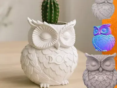 Triple Moon Owl Figure 3D Printable STL 3D print model