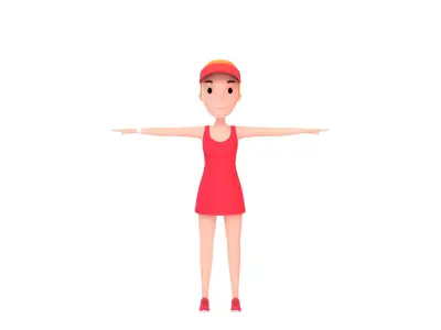 CartoonGirl018 Tennis Player 3D model