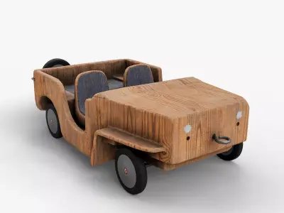 Vintage Wooden Toy Car Low-poly 3D model by ErikNurshin
