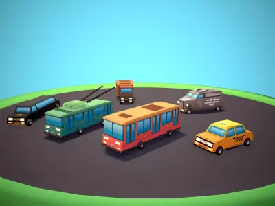 Public transport Low-poly 3D model