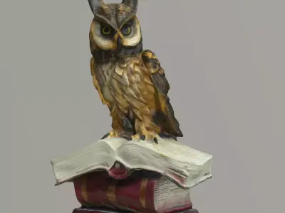 Owl statuette 3D scan LoRes and HiRes Low-poly 3D model