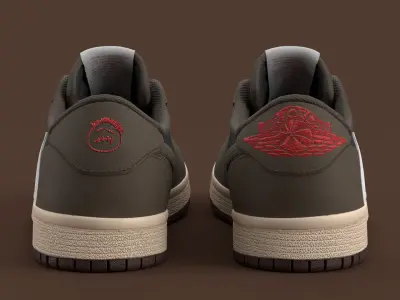 Travis Scott x Air Jordan Dark Mocha Low-poly 3D model