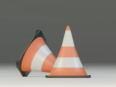Low Poly Road Cones 3D Model Stylized Traffic Cones for Games Free low-poly 3D model