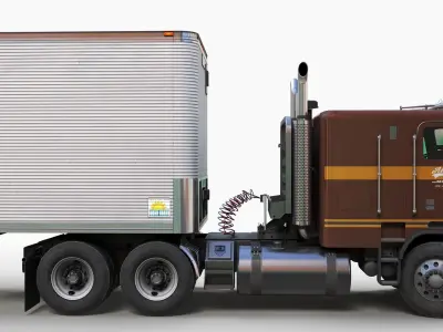 Freightliner Powerliner dryvan trailer Low-poly 3D model