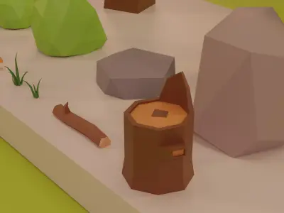 Low Poly Trees Grass and Rocks Lite Free low-poly 3D model