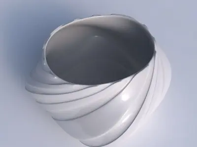 Bowl twisted elipse with smooth vertical ribbons 3D print model