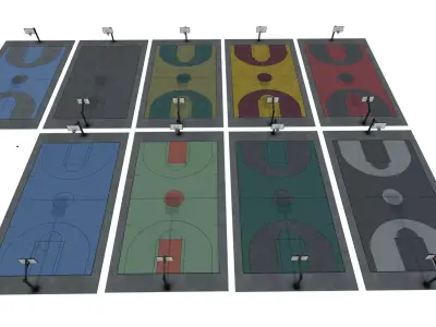 Basketball Court Pack Low-poly 3D model