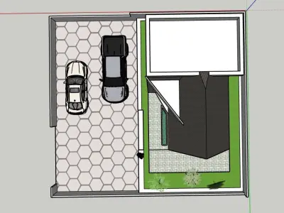 a sketchup model house with car 3D model