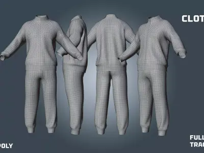 tracksuits sport and squid game - clothyfic full outfits Low-poly 3D model