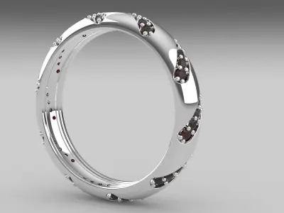 Elegant White Gold Ring with Pink Gemstones  3D print model