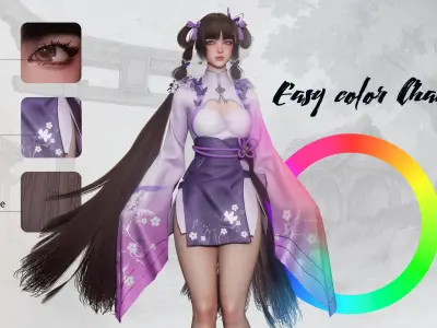 Xiao Jue Asian Girl - Game Ready Low-poly 3D model