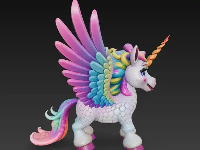 Unicorn Realistic 3D Model Basic - Low Poly Realistic Low-poly 3D model