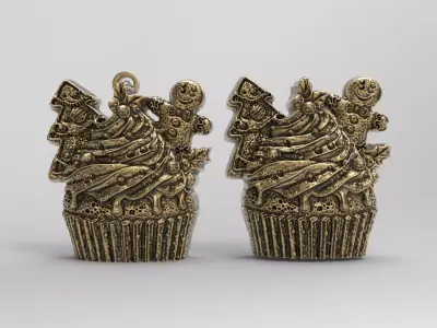 christmas tree cup cake decor  3D print model