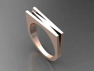 alphabet ring letter W 3D print model