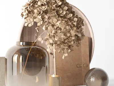 Decorative set with dryed hydrangea 3D model