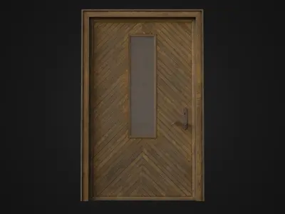 Old Dirty Wooden Door 04 Low-poly 3D model