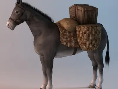 Loaded Pack Donkey 3D model