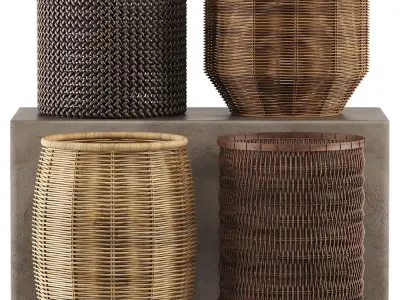 Rattan Baskets 01 3D model
