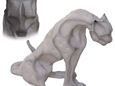 Jungle Jaguar Panther Statue Low-poly 3D model