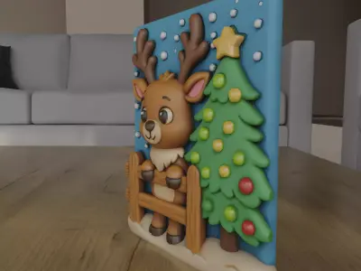 Cute Reindeer Christmas Tree Decor STL 3D print model