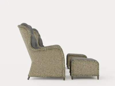 Marcus Cafe set With 2 Ear Patches With Footstool M Cushion Low-poly 3D model